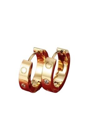 Love Gold Hoop Huggie Earrings with - Women Jewelry